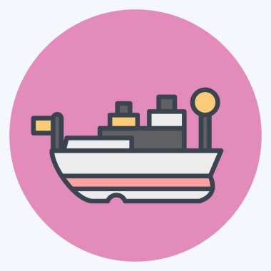 Icon USS Missouri. Hawaii sembolüyle ilgili. renk arkadaşı stili. Basit dizayn edilebilir. vektör