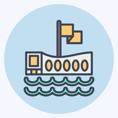 Icon USS Arizona Memorial Hastanesi. Hawaii sembolüyle ilgili. renk arkadaşı stili. Basit dizayn edilebilir. vektör