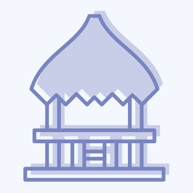 İkon Köşkü Kulübesi. Hawaii sembolüyle ilgili. İki ton stili. Basit dizayn edilebilir. vektör