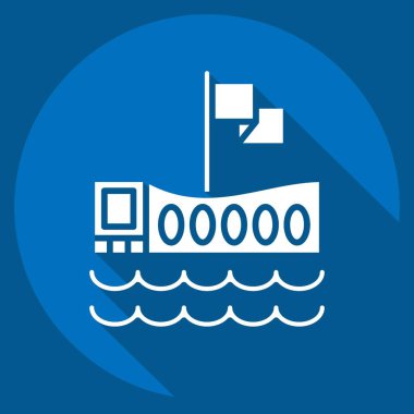 Icon USS Arizona Memorial Hastanesi. Hawaii sembolüyle ilgili. Uzun gölge tarzı. Basit dizayn edilebilir. vektör