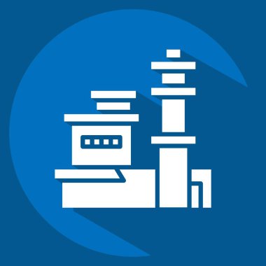 Icon Pasifik Liman Havacılık Müzesi. Hawaii sembolüyle ilgili. Uzun gölge tarzı. Basit dizayn edilebilir. vektör