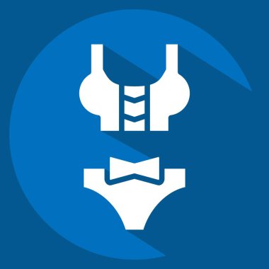 İkon Bikini. Hawaii sembolüyle ilgili. Uzun gölge tarzı. Basit dizayn edilebilir. vektör