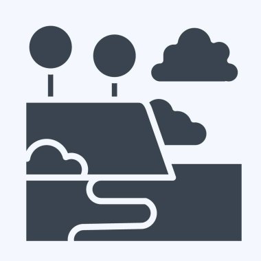 Icon Waipio Vadisi. Hawaii sembolüyle ilgili. Kabartma tarzı. Basit dizayn edilebilir. vektör