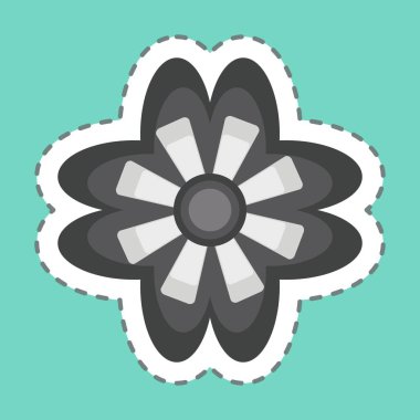 Etiket çizgisi Violet 'i kesti. Çiçek sembolüyle ilgili. Basit dizayn edilebilir. Basit resimleme