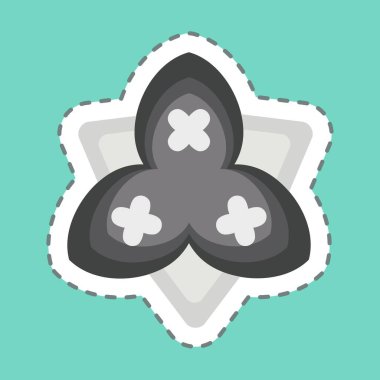 Etiket çizgisi Bougainvillea 'yı kesti. Çiçek sembolüyle ilgili. Basit dizayn edilebilir. Basit resimleme