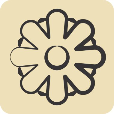 Simge Aster. Çiçek sembolüyle ilgili. El çizimi tarzı. Basit dizayn edilebilir. Basit resimleme