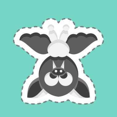 Çıkartma çizgisi yarasayı kesti. Cadılar Bayramı sembolüyle ilgili. Basit dizayn edilebilir. Basit resimleme