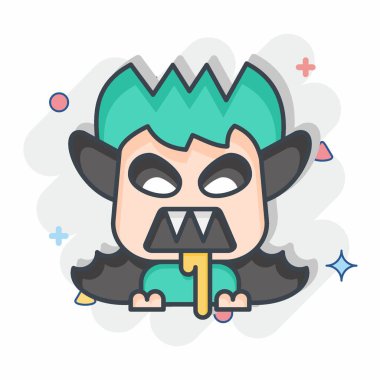 İkon Vampir. Cadılar Bayramı sembolüyle ilgili. Çizgi roman. Basit dizayn edilebilir. Basit resimleme