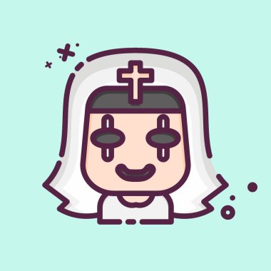 Simge Rahibesi. Cadılar Bayramı sembolüyle ilgili. MBE tarzı. Basit dizayn edilebilir. Basit resimleme