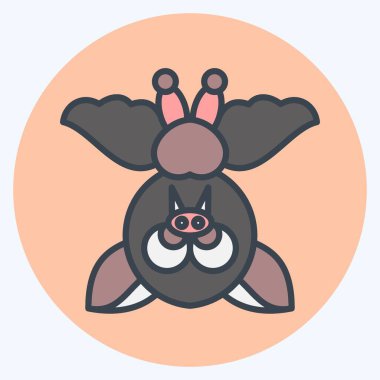 Simge Yarasa. Cadılar Bayramı sembolüyle ilgili. renk arkadaşı stili. Basit dizayn edilebilir. Basit resimleme