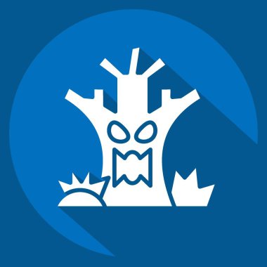 Simge Ölüm Ağacı. Cadılar Bayramı sembolüyle ilgili. Uzun gölge tarzı. Basit dizayn edilebilir. Basit resimleme