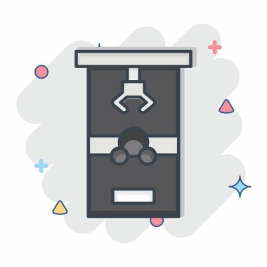 Simge Pençesi Makinesi. Lunapark sembolüyle ilgili. Çizgi roman. Basit dizayn edilebilir. Basit resimleme