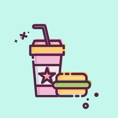 İkon Fast Food. Lunapark sembolüyle ilgili. MBE tarzı. Basit dizayn edilebilir. Basit resimleme