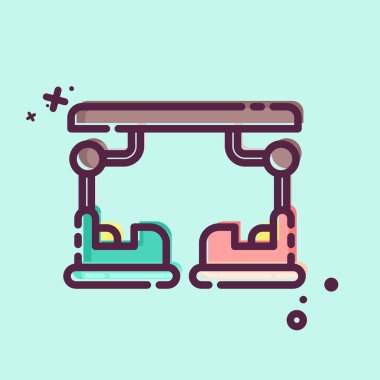 Simge Çarpıcı Araba. Lunapark sembolüyle ilgili. MBE tarzı. Basit dizayn edilebilir. Basit resimleme