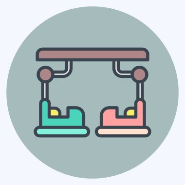 Simge Çarpıcı Araba. Lunapark sembolüyle ilgili. renk arkadaşı stili. Basit dizayn edilebilir. Basit resimleme