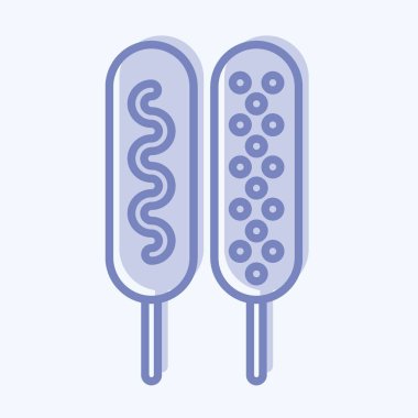 Icon Corn Dog. Lunapark sembolüyle ilgili. İki ton stili. Basit dizayn edilebilir. Basit resimleme