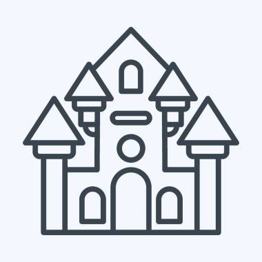 İkon Hayaletli Ev. Lunapark sembolüyle ilgili. Sıra tarzı. Basit dizayn edilebilir. Basit resimleme