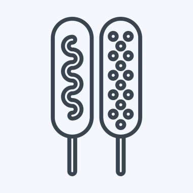 Icon Corn Dog. Lunapark sembolüyle ilgili. Sıra tarzı. Basit dizayn edilebilir. Basit resimleme