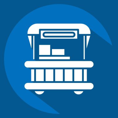 İkon Yemek Arabası. Lunapark sembolüyle ilgili. Uzun gölge tarzı. Basit dizayn edilebilir. Basit resimleme