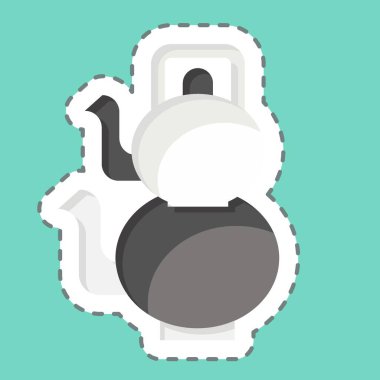 Çıkartma hattı Türk Çaydanlığı 'nı kesti. Tea sembolüyle ilgili. Basit dizayn edilebilir. Basit bir çizim. yeşil çay