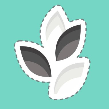 Çıkartma çizgisi Tea Leafs 'i kesti. Tea sembolüyle ilgili. Basit dizayn edilebilir. Basit bir çizim. yeşil çay