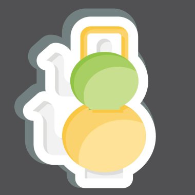 Çıkartmalı Türk Saksısı. Tea sembolüyle ilgili. Basit dizayn edilebilir. Basit bir çizim. yeşil çay