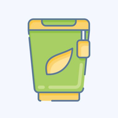 Simge kağıt bardak. Tea sembolüyle ilgili. Karalama stili. Basit dizayn edilebilir. Basit bir çizim. yeşil çay