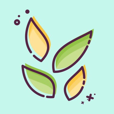 Simge Yaprak Yaprağı. Tea sembolüyle ilgili. MBE tarzı. Basit dizayn edilebilir. Basit bir çizim. yeşil çay