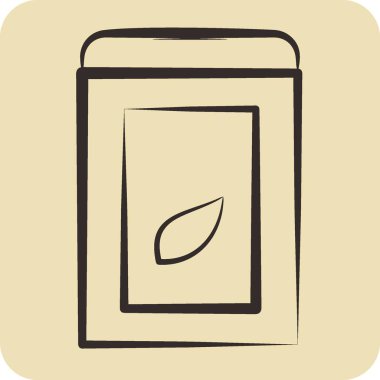 Simge Çay Kutusu. Tea sembolüyle ilgili. El çizimi tarzı. Basit dizayn edilebilir. Basit bir çizim. yeşil çay