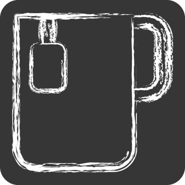 İkon Ofis Çayı. Tea sembolüyle ilgili. Tebeşir stili. Basit dizayn edilebilir. Basit bir çizim. yeşil çay