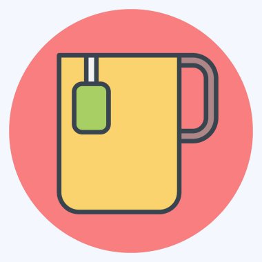 İkon Ofis Çayı. Tea sembolüyle ilgili. renk arkadaşı stili. Basit dizayn edilebilir. Basit bir çizim. yeşil çay
