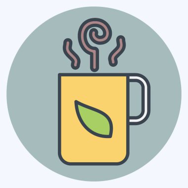 Icon Sıcak Çay. Tea sembolüyle ilgili. renk arkadaşı stili. Basit dizayn edilebilir. Basit bir çizim. yeşil çay