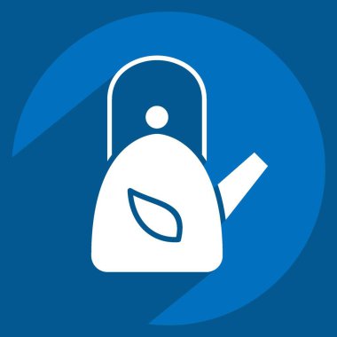 Icon Kettle. Tea sembolüyle ilgili. Uzun gölge tarzı. Basit dizayn edilebilir. Basit bir çizim. yeşil çay
