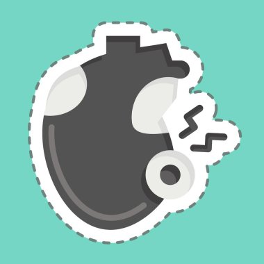 Çıkartma çizgisi Heartache 'ı kesti. Vücut Ache sembolüyle ilgili. Basit dizayn edilebilir. Basit resimleme