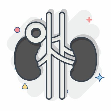 İkon Böbrek. Vücut Ache sembolüyle ilgili. Çizgi roman. Basit dizayn edilebilir. Basit resimleme