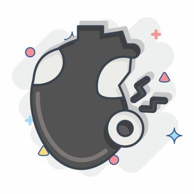 Simge Kalpli. Vücut Ache sembolüyle ilgili. Çizgi roman. Basit dizayn edilebilir. Basit resimleme