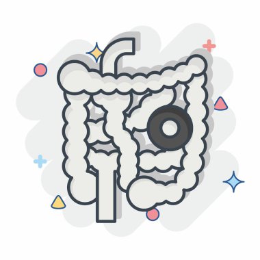 Simgesel bağırsaklar. Vücut Ache sembolüyle ilgili. Çizgi roman. Basit dizayn edilebilir. Basit resimleme