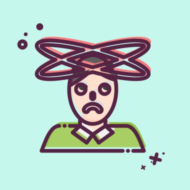 Simge baş dönmesi. Vücut Ache sembolüyle ilgili. MBE tarzı. Basit dizayn edilebilir. Basit resimleme