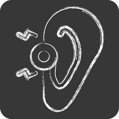 İkon Kulak. Vücut Ache sembolüyle ilgili. Tebeşir stili. Basit dizayn edilebilir. Basit resimleme