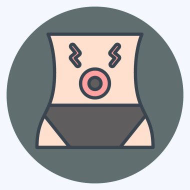 Icon Karın Ağrısı. Vücut Ache sembolüyle ilgili. renk arkadaşı stili. Basit dizayn edilebilir. Basit resimleme