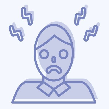 Simge Baş Ağrısı. Vücut Ache sembolüyle ilgili. İki ton stili. Basit dizayn edilebilir. Basit resimleme