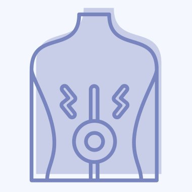 Sırt ağrısı ikonu. Vücut Ache sembolüyle ilgili. İki ton stili. Basit dizayn edilebilir. Basit resimleme