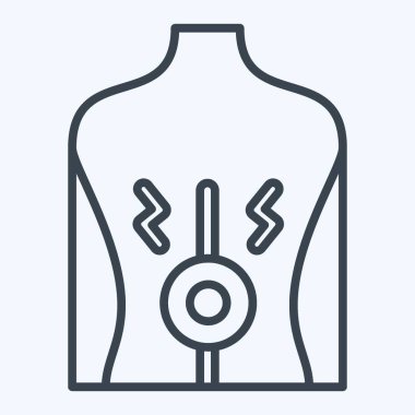 Sırt ağrısı ikonu. Vücut Ache sembolüyle ilgili. Sıra tarzı. Basit dizayn edilebilir. Basit resimleme