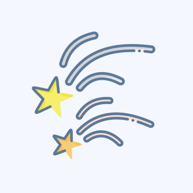 Kayan Yıldız ikonu. Uzay sembolüyle ilgili. Karalama stili. Basit dizayn edilebilir. Basit resimleme