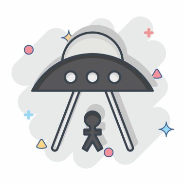 Simge Ufo. Uzay sembolüyle ilgili. Çizgi roman. Basit dizayn edilebilir. Basit resimleme