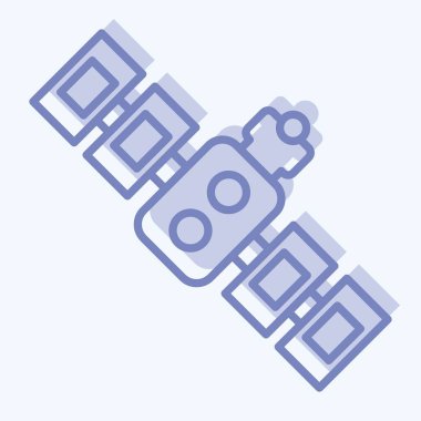 Simge uydusu. Uzay sembolüyle ilgili. İki ton stili. Basit dizayn edilebilir. Basit resimleme