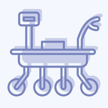 Simge Ay Gezgini. Uzay sembolüyle ilgili. İki ton stili. Basit dizayn edilebilir. Basit resimleme