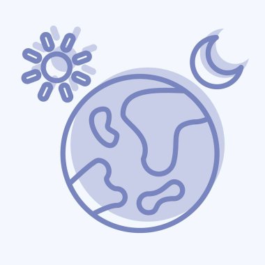 İkon Günü ve Gece. Uzay sembolüyle ilgili. İki ton stili. Basit dizayn edilebilir. Basit resimleme