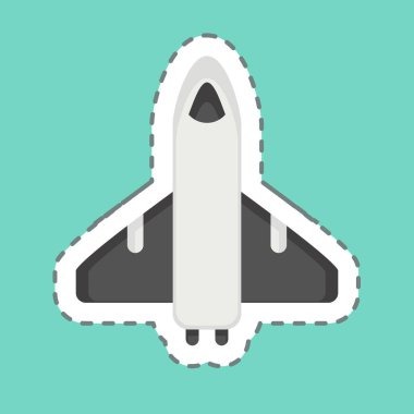 Çıkartma hattı Uzay Mekiği 'ni kesti. Uzay sembolüyle ilgili. Basit dizayn edilebilir. Basit resimleme