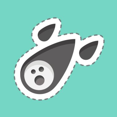 Çıkartma çizgisi Asteroid 'i kesti. Uzay sembolüyle ilgili. Basit dizayn edilebilir. Basit resimleme